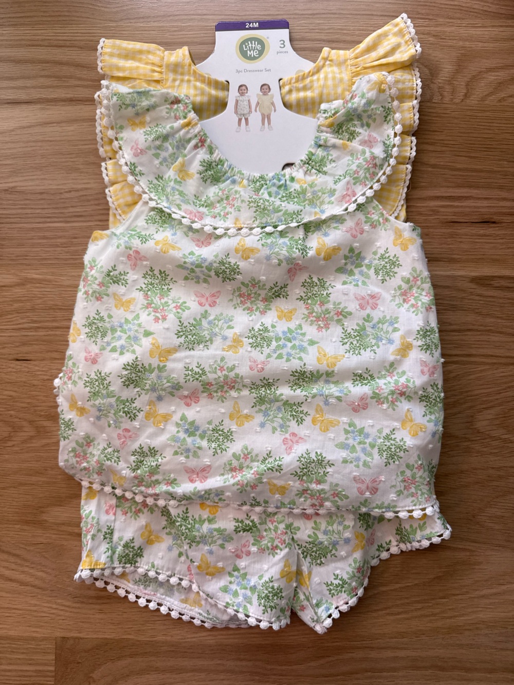 Little Me Set in Yellow, Pink & Green